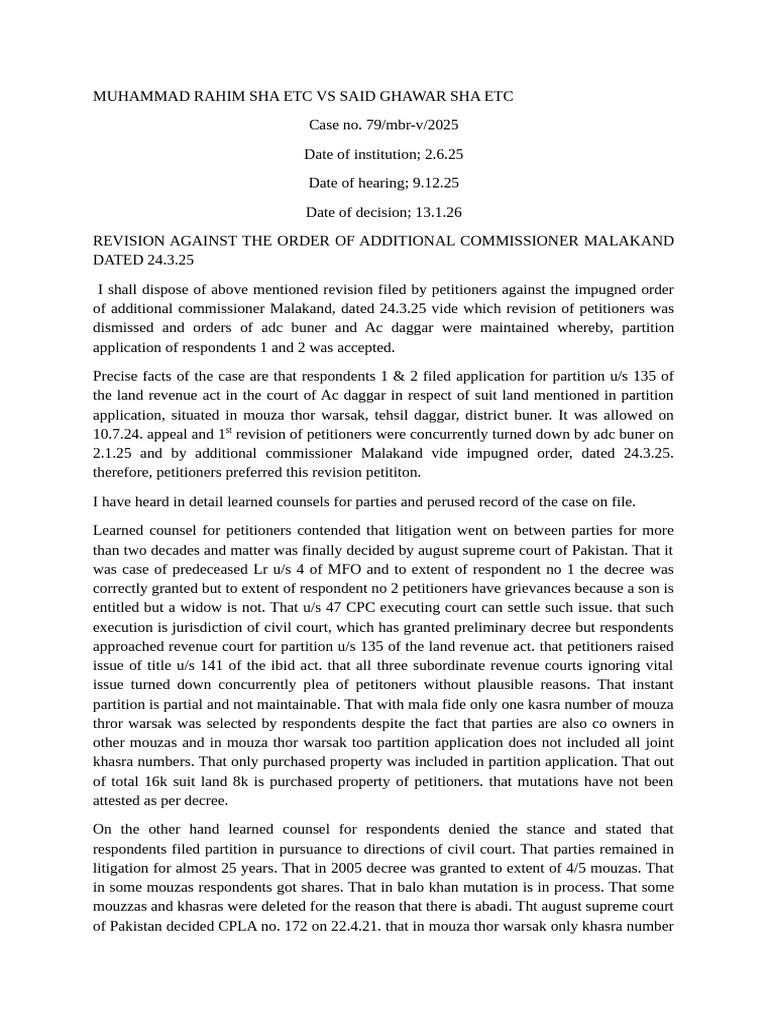 Muhammad Rahim Sha Etc Vs Said Ghawar Sha Etc | PDF | Constitutional ...
