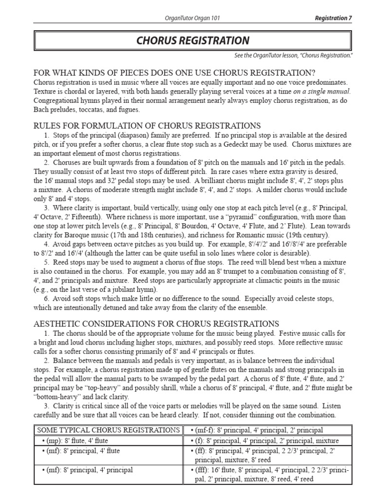 Chorus Registration | PDF | Keyboard Instruments | Musicology