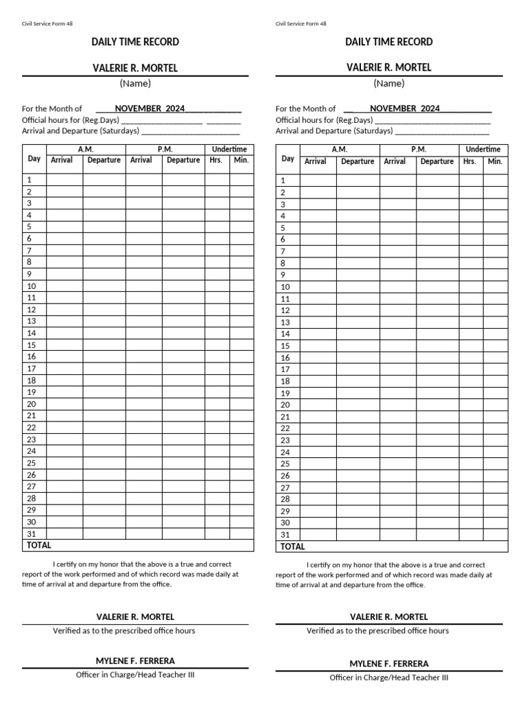 Sample DTR | PDF