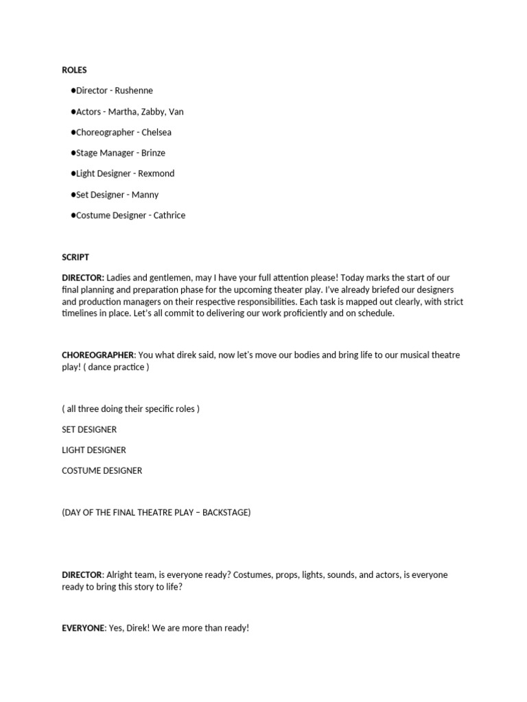 Musical Theater Play - Script | PDF