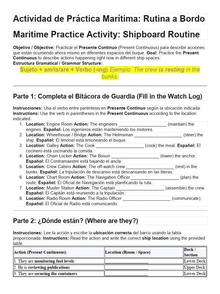 Maritime Practice Activity Shipboard Routine | PDF | Water Transport ...