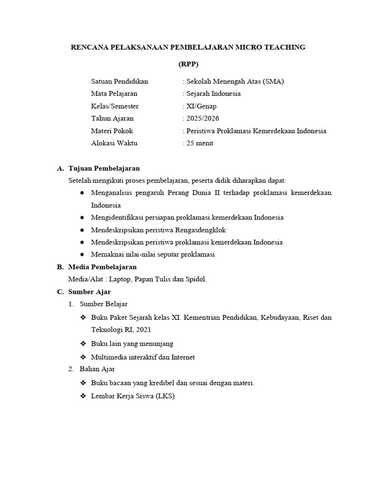 RPP Micro Teaching | PDF