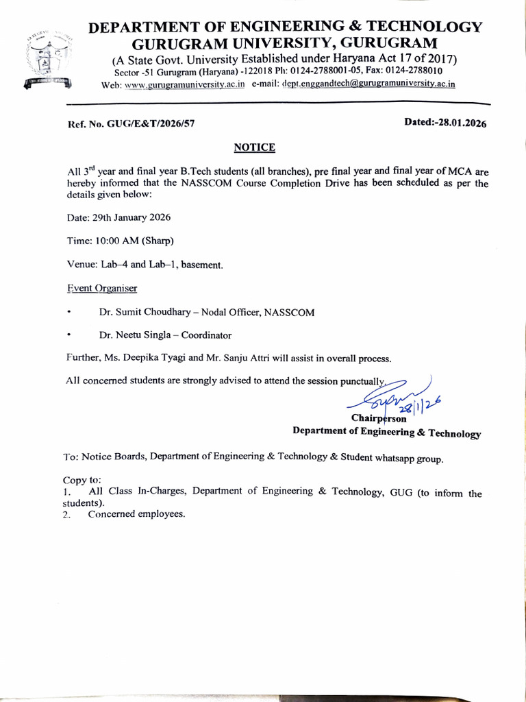 Student Notice NASSCOM | PDF