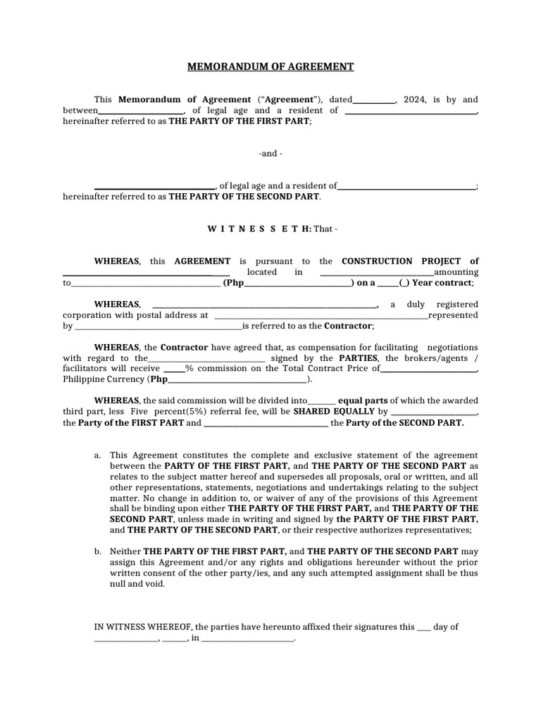 MOA - Sample | PDF | Government | Civil Law (Legal System)