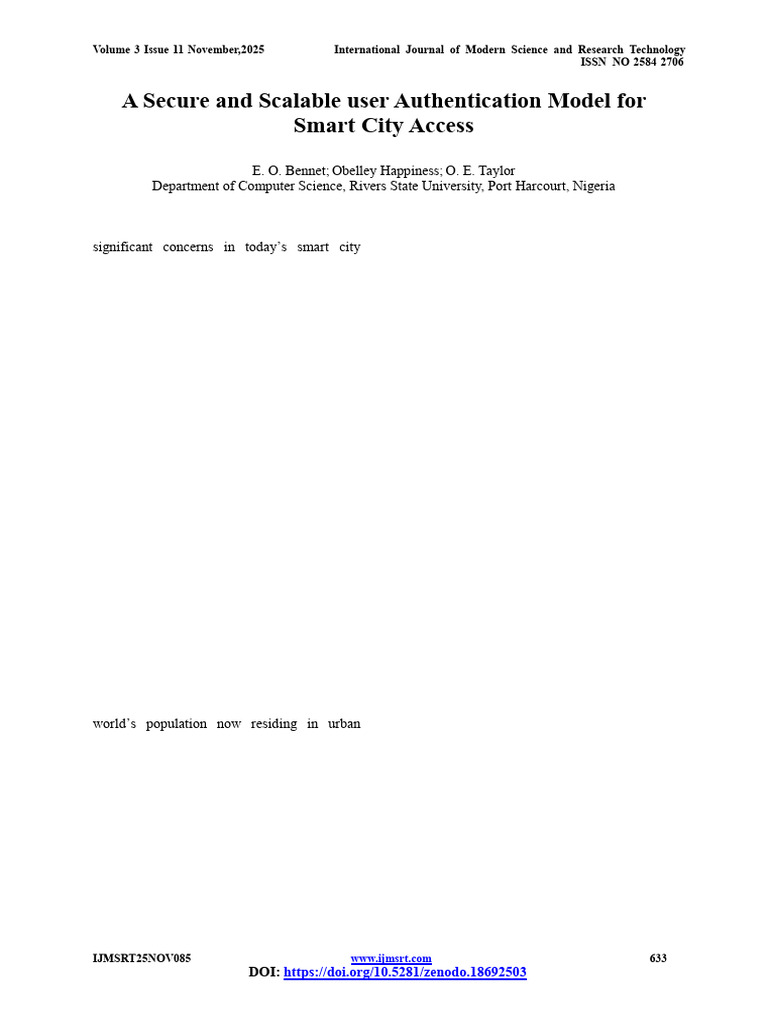 A Secure and Scalable User Authentication Model For Smart City Access ...