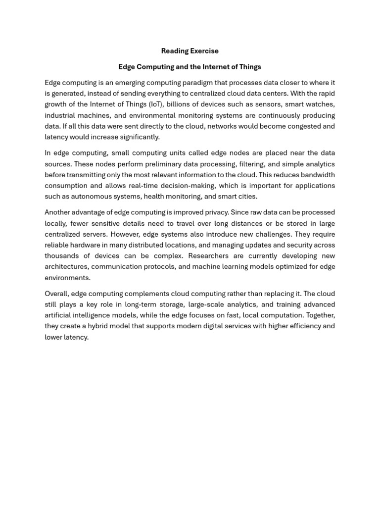 Reading Exercise | PDF