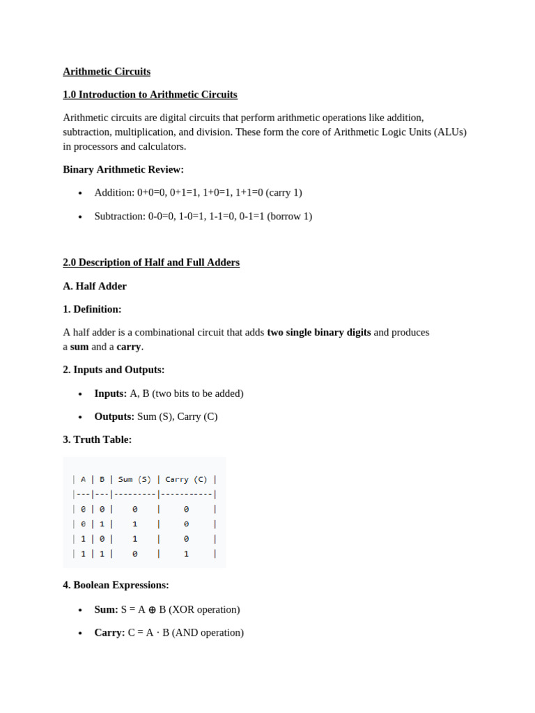Arithmetic Circuits | PDF | Central Processing Unit | Logic Gate