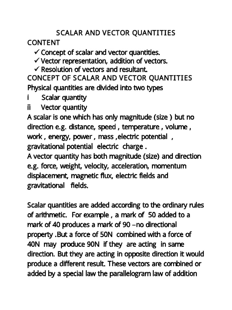 Classnotes Student 26626079505 Scalarandvectorquantities | PDF ...