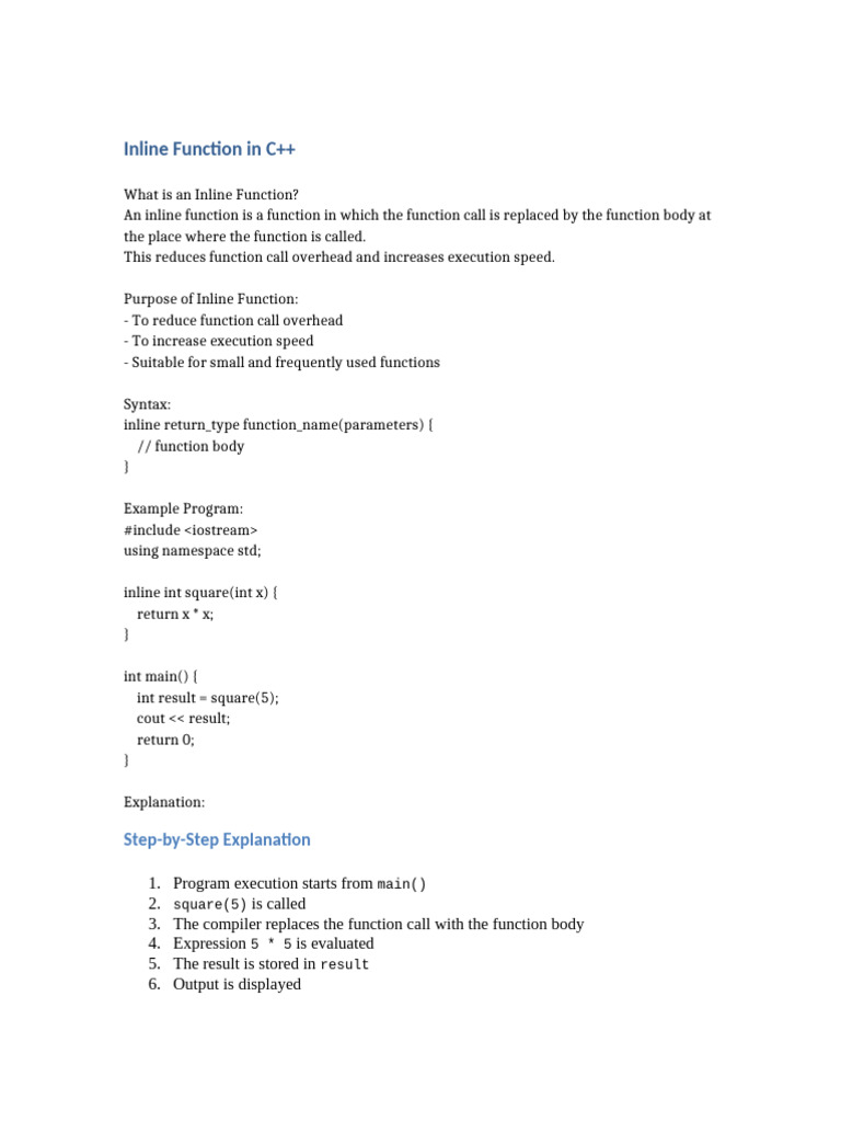 Inline Function CPP | PDF