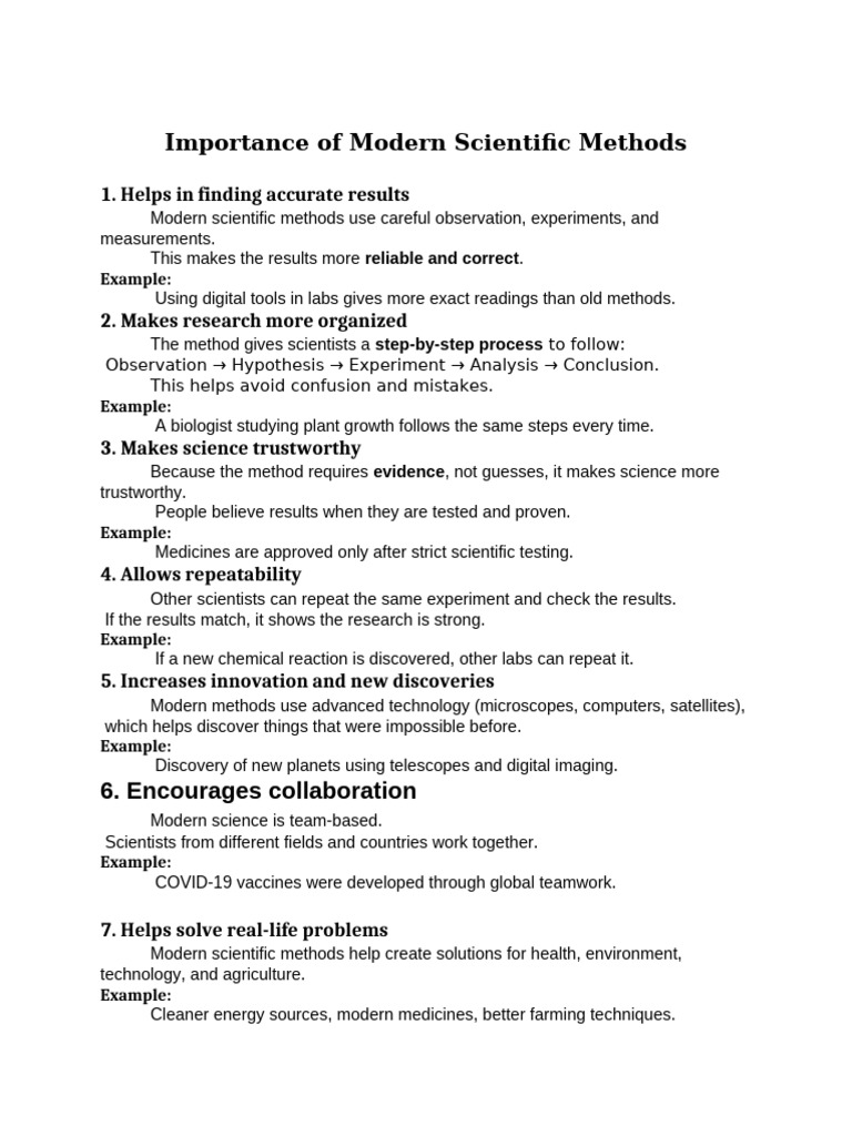 Importance of Modern Scientific Methods | PDF