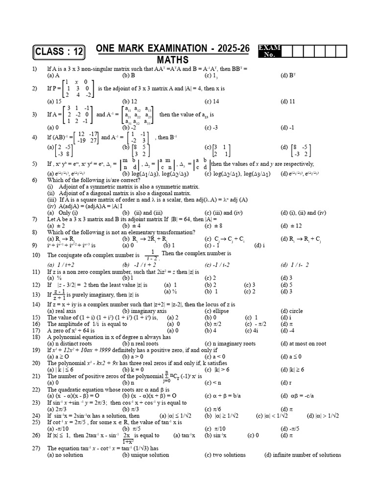 12 Maths EM | PDF | Zero Of A Function | Slope
