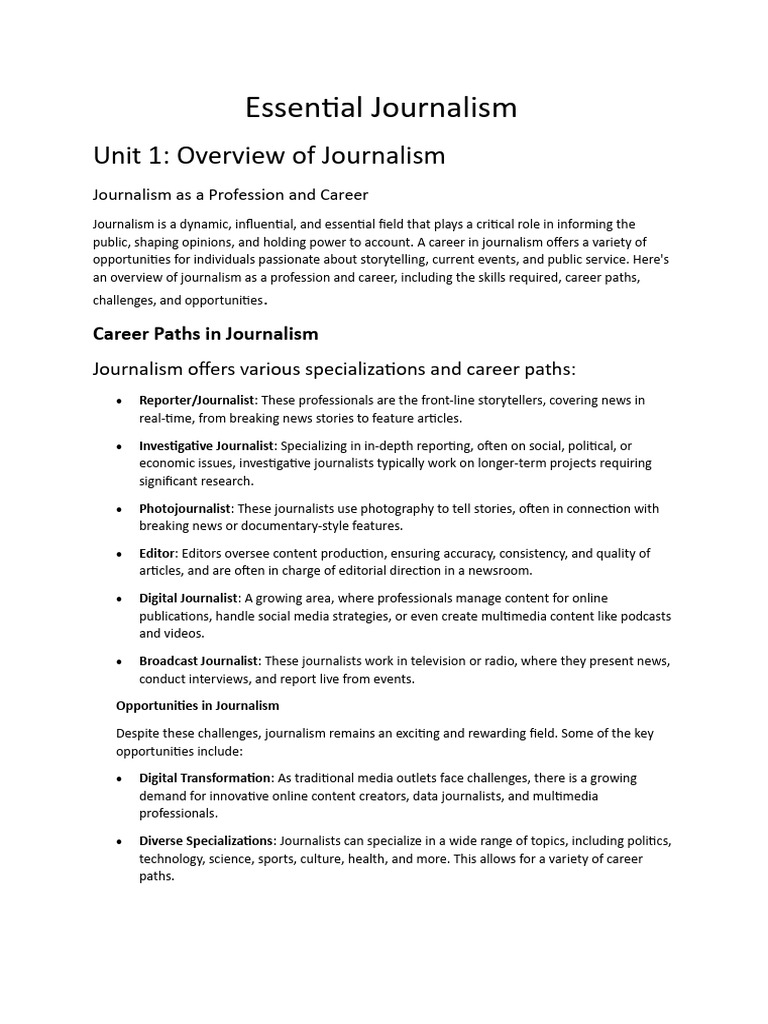 Essential Journalism | PDF | Journalism | News