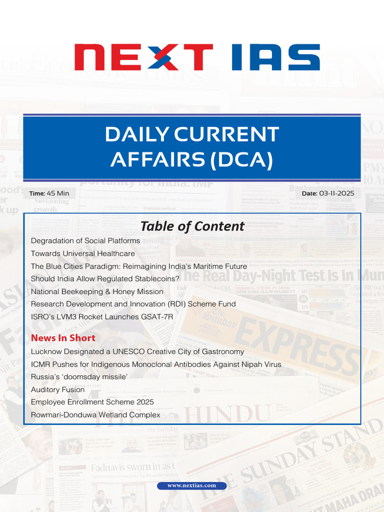 UPSC Daily Current Affairs 3 November 2025 PDF 1 | PDF | Port | Satellite