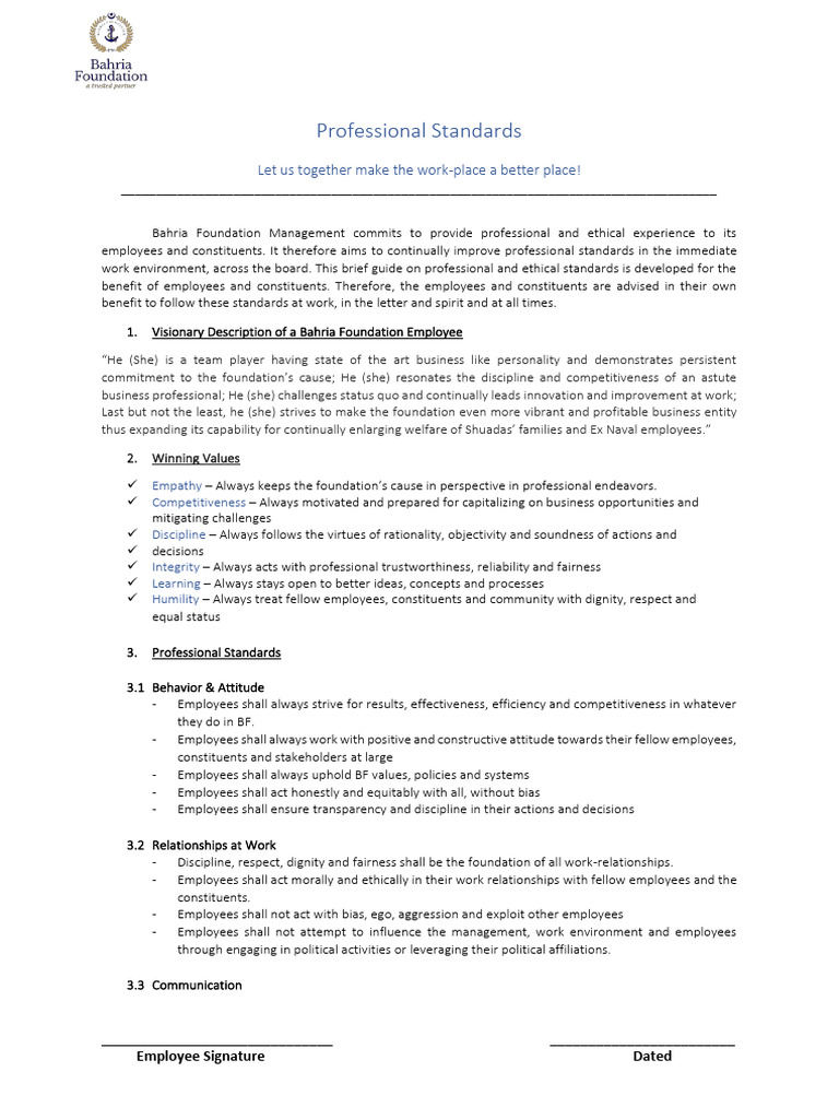 Professional Standards Form | PDF | Trousers