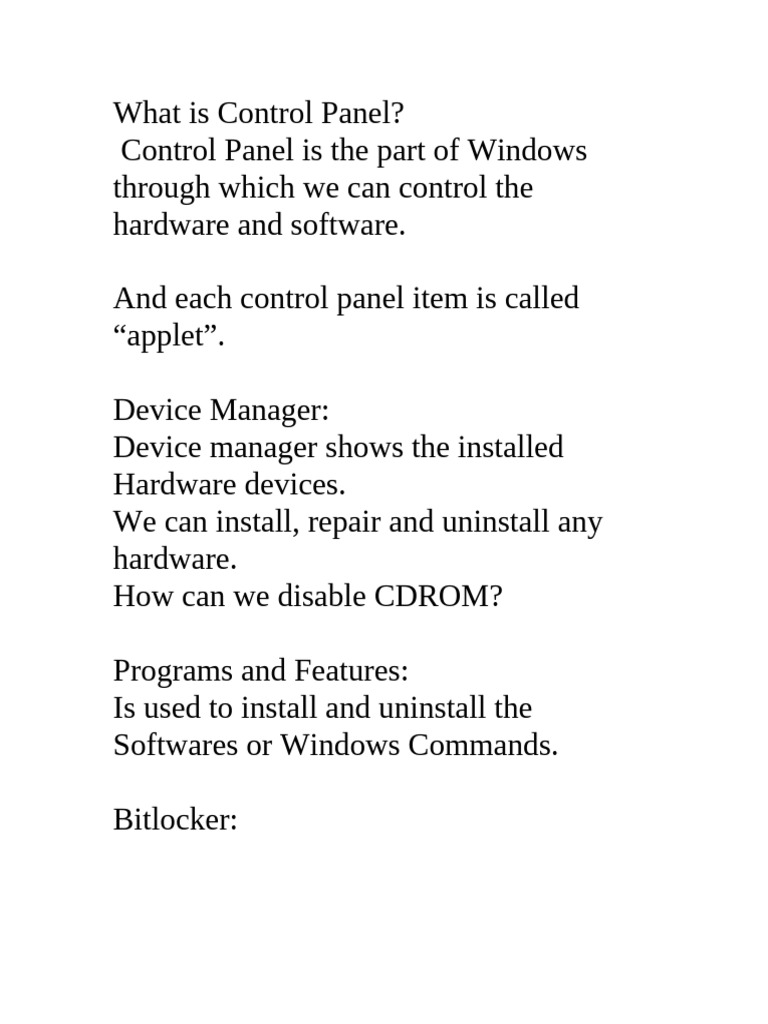 5th Lec What Is Control Panel | PDF