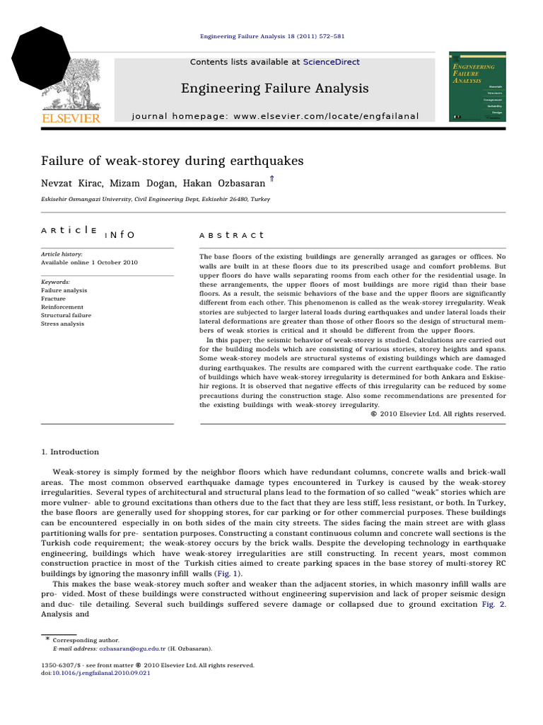 Failure of Weak-Storey During Earthquakes | PDF | Beam (Structure ...