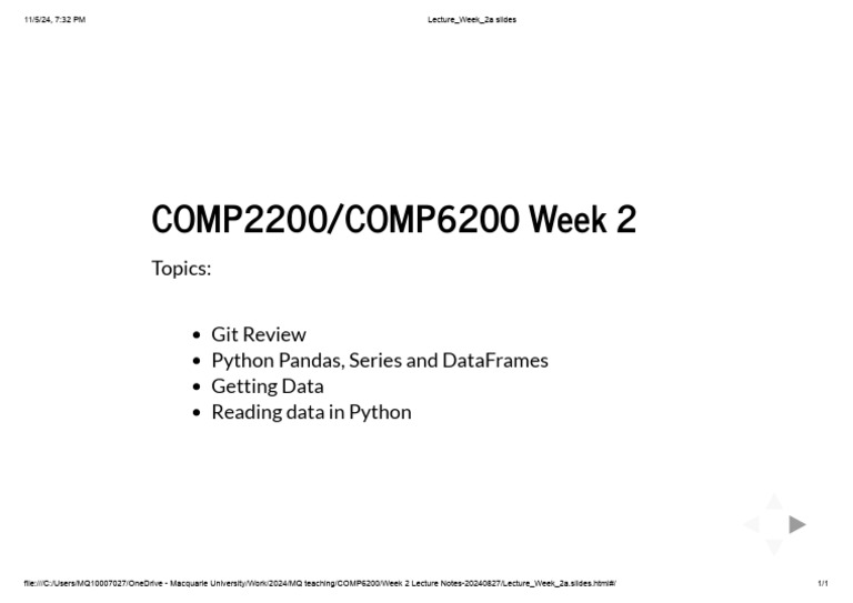 Lecture Week 2a Slides | PDF