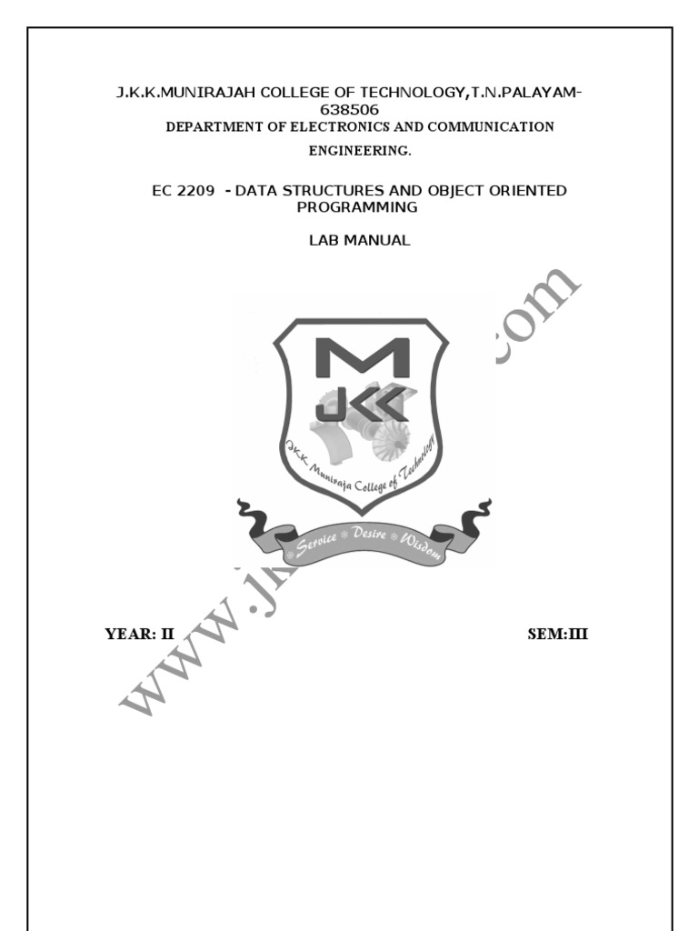Data Structures & OOP Lab Manual | PDF | Teaching Methods & Materials ...