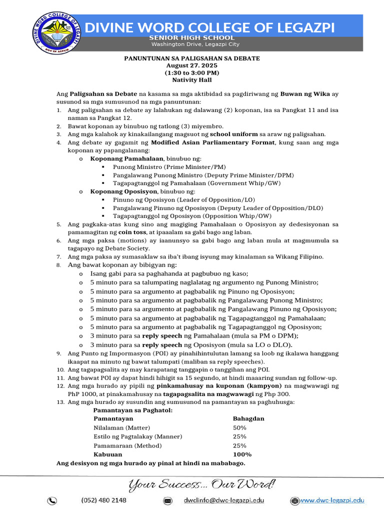 DEBATE COMPETITION GUIDELINES | PDF