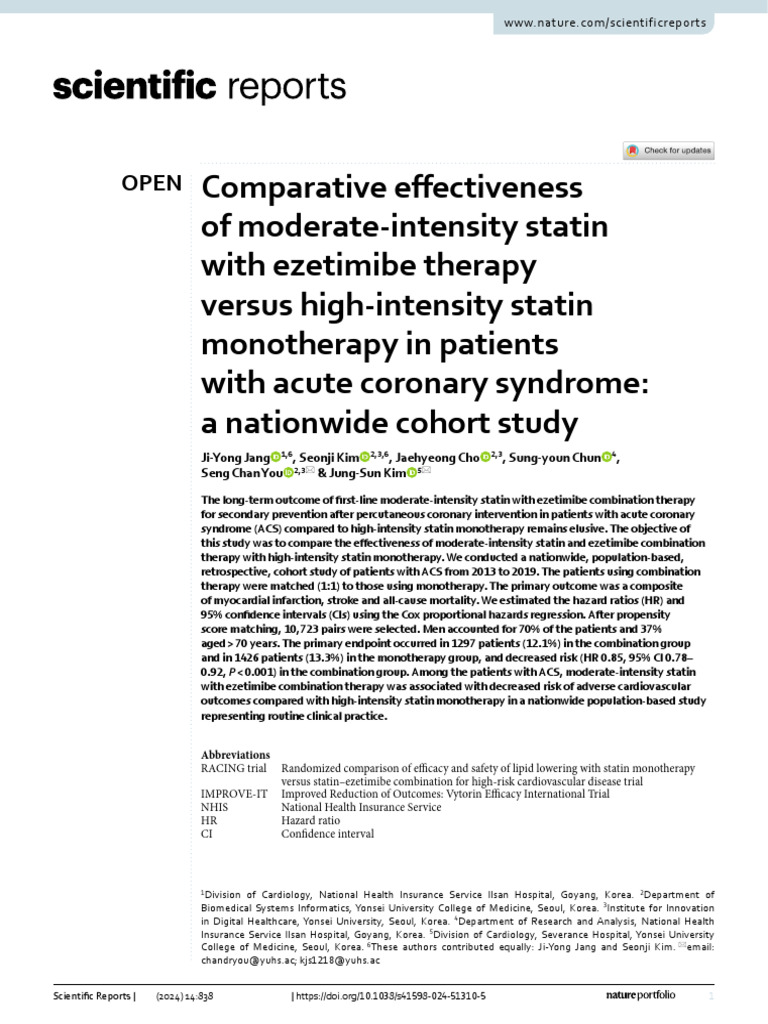 Comparative Effectiveness High Intensity Statin | PDF | Statin ...