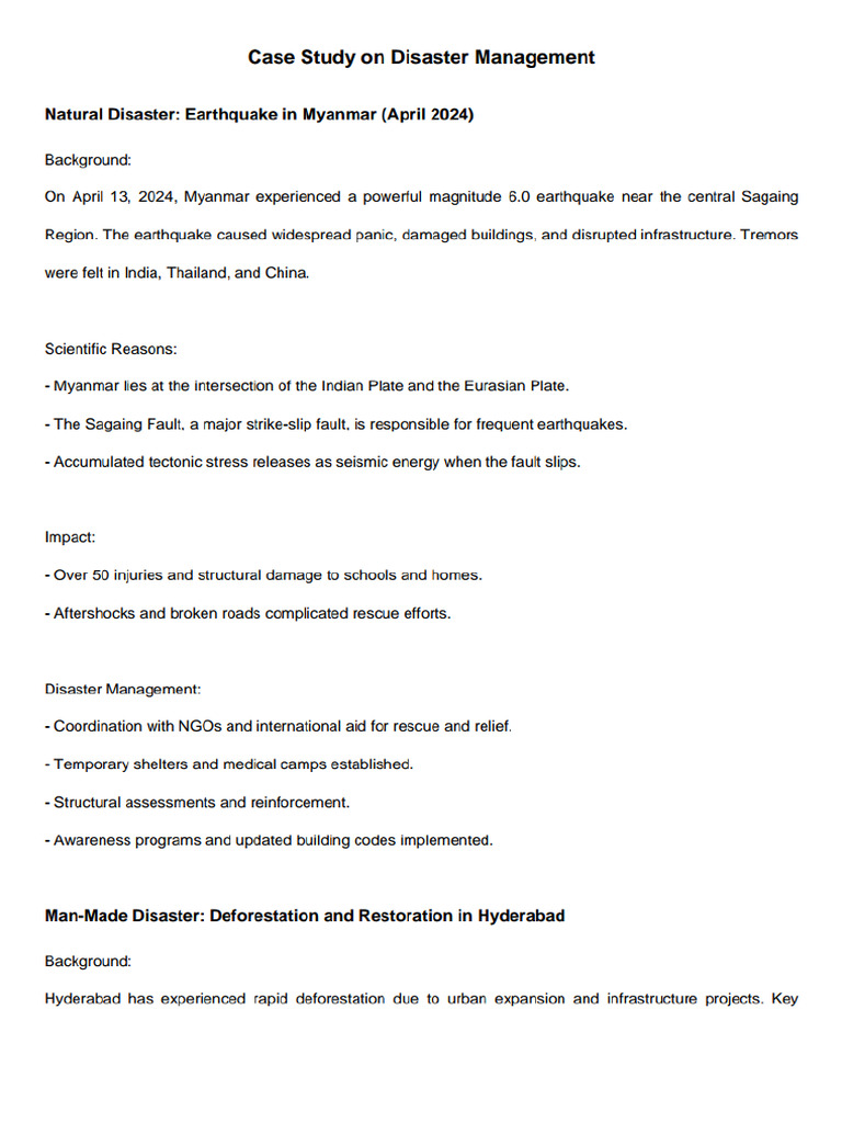 Disaster Management Case Study | PDF