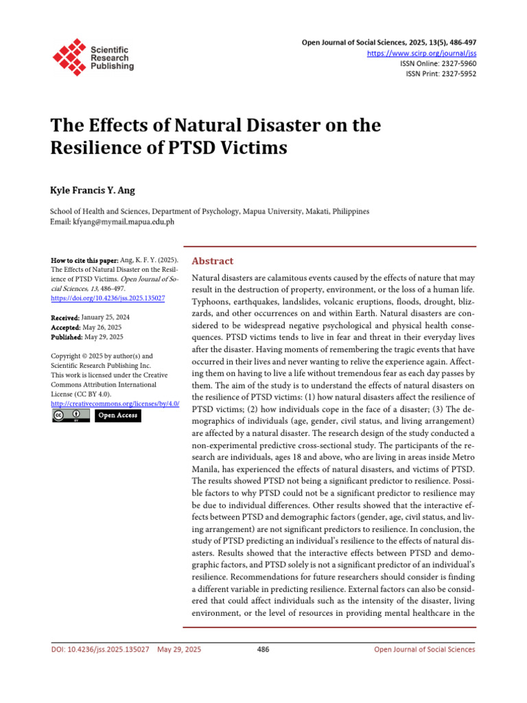 Effects of Natural Disasters To The PTSD of Victimes | PDF ...