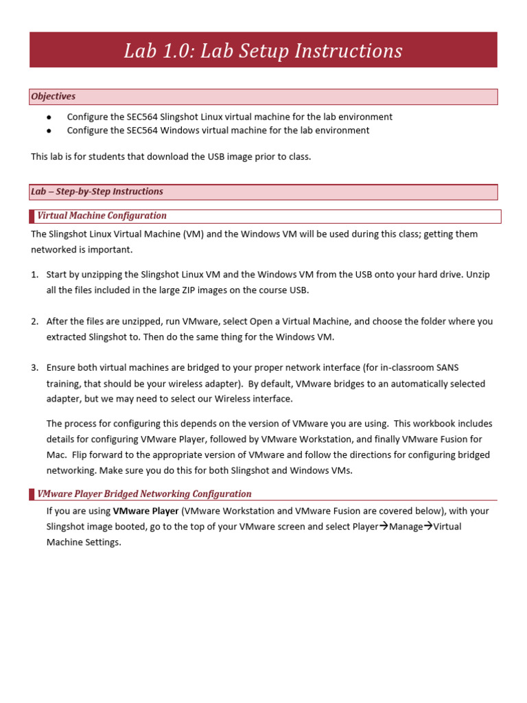 SEC564 - Lab Setup Instructions | PDF | Virtual Machine | Superuser