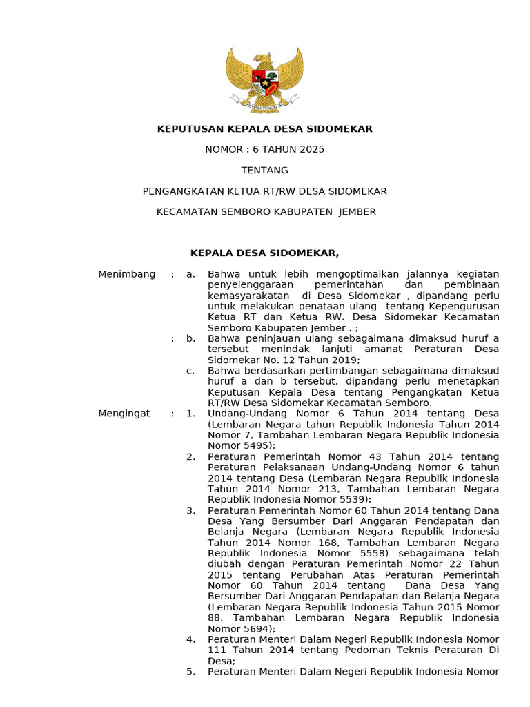 SK RT Dan RW Terbaru 2025 | PDF