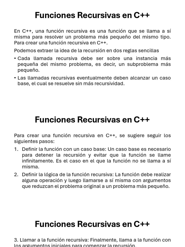 Funciones Recursivas en C++ | PDF