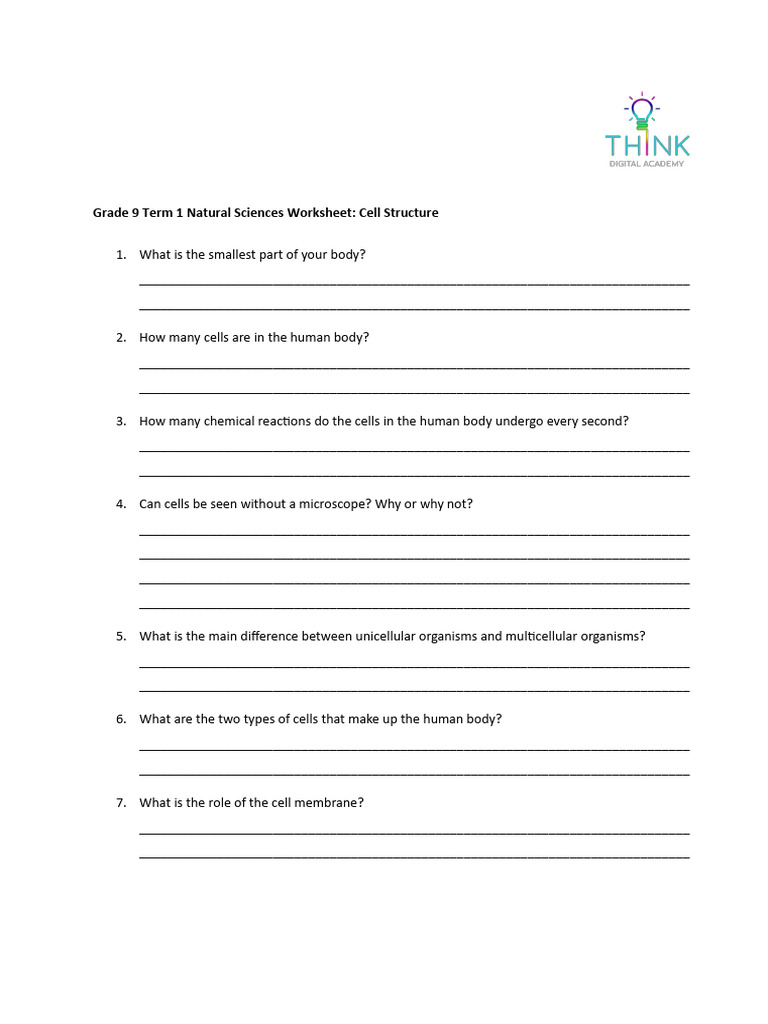 Cell Structure Worksheet | PDF | Cell (Biology) | Chloroplast