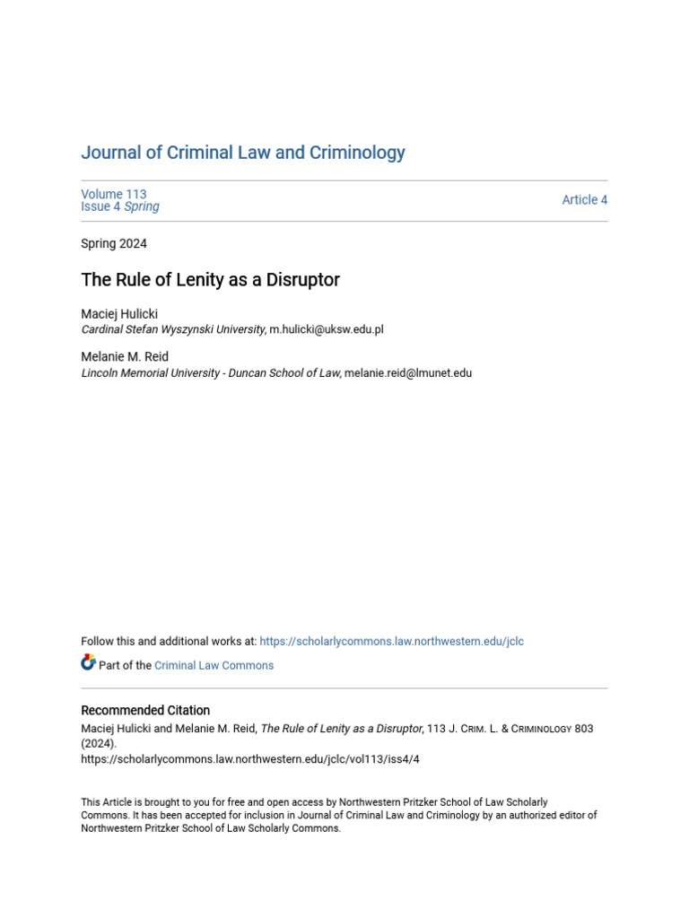 The Rule of Lenity As A Disruptor | PDF | Armed Career Criminal Act ...