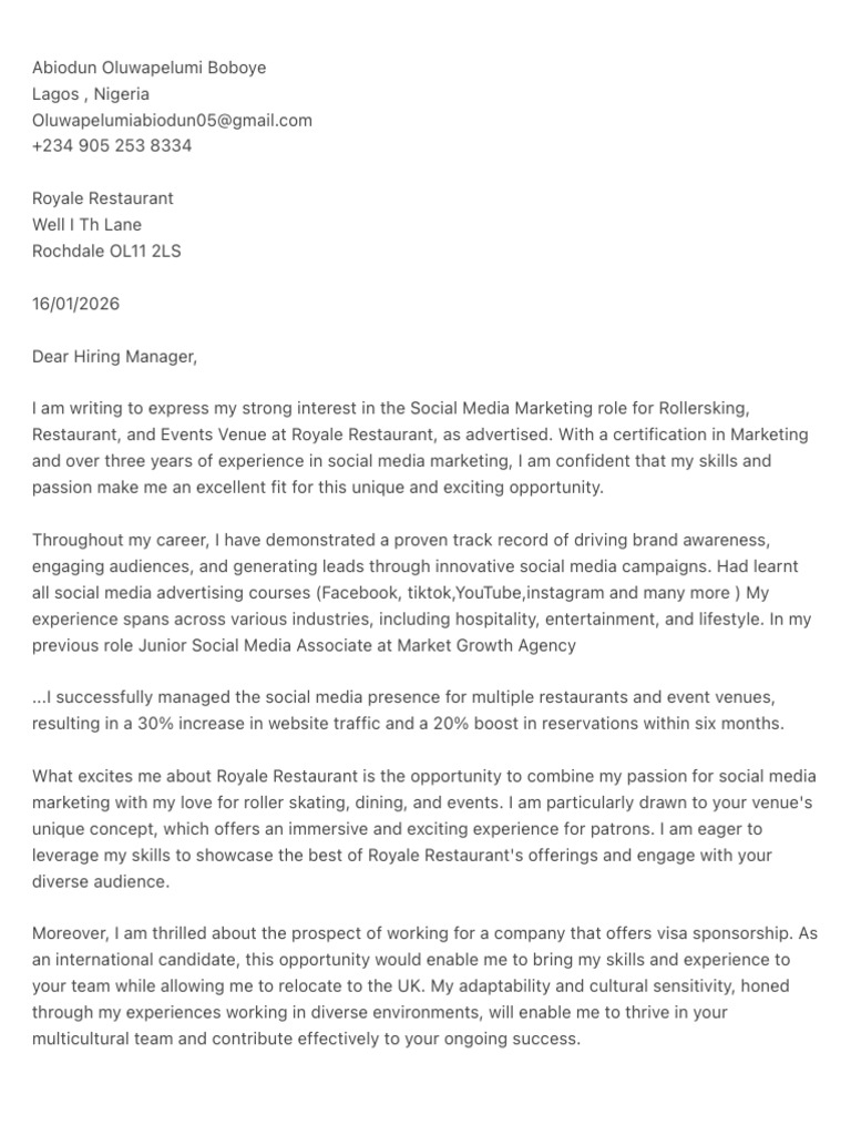 Social Advertising Cover Letter | PDF | Social Media | Popular Culture ...