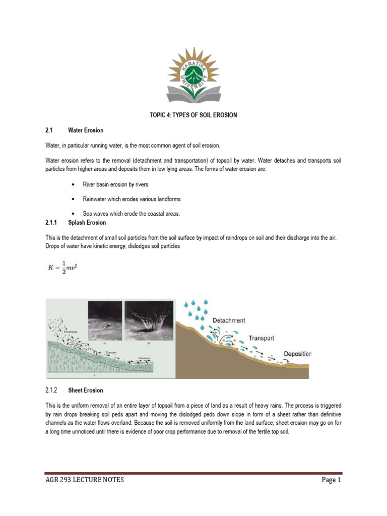 TOPIC 4 - Types of Soil Erosion Lecture Notes | PDF | Erosion ...