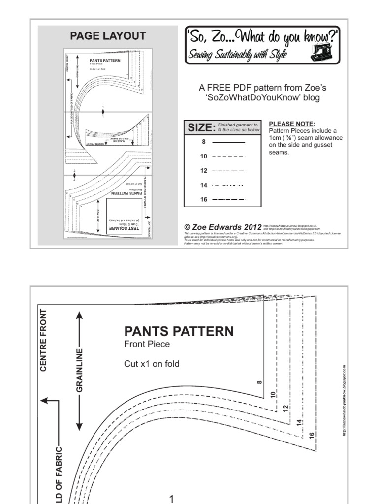 So Zo Blog Pants Undies Pattern | PDF | Seam (Sewing) | Textile Arts