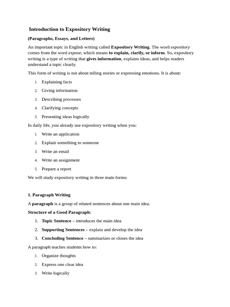 Introduction To Expository Writing | PDF