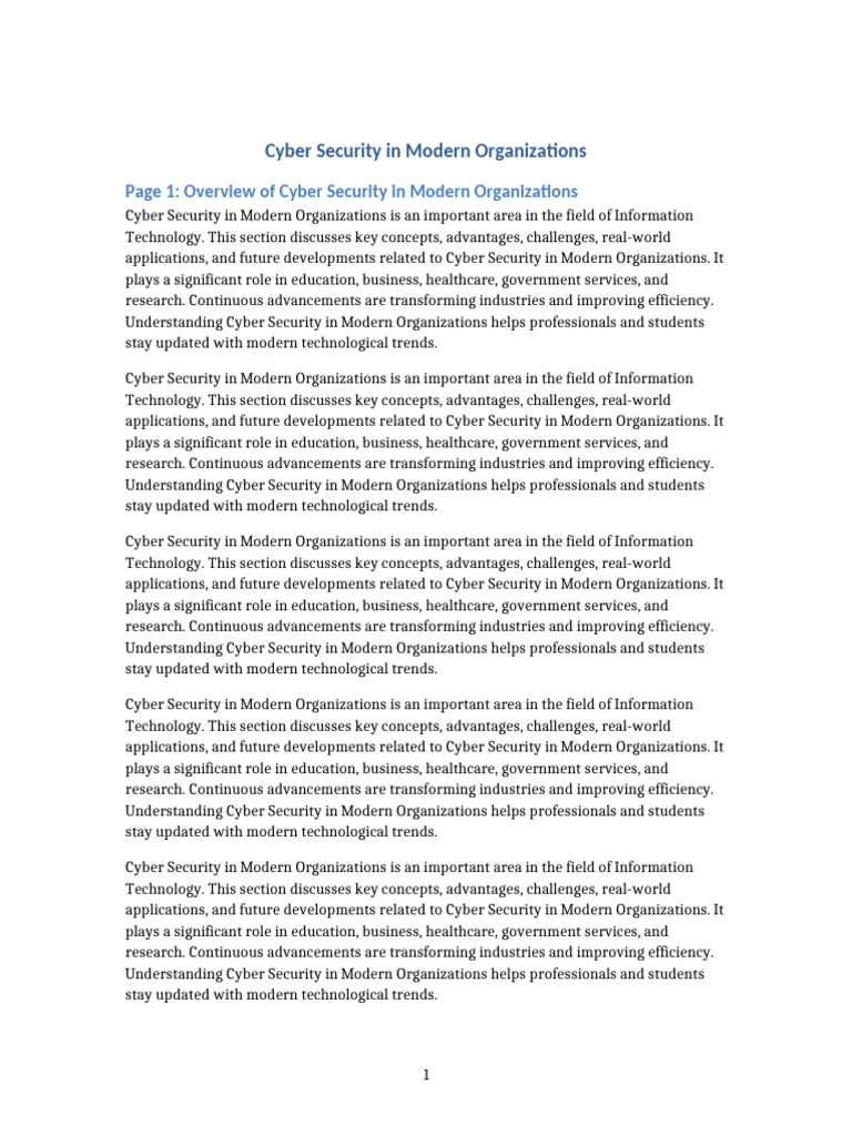 Document 2 Cyber Security in Modern Organizations | PDF | Security ...