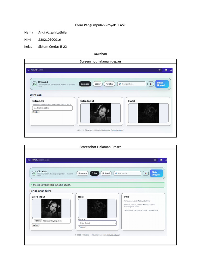 Form Pengumpulan Proyek FLASK | PDF | Computing | Image Processing