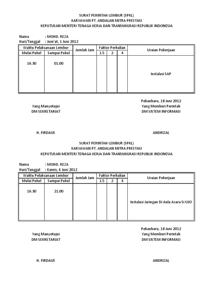 Surat Perintah Lembur Inilah pembahasan lengkap terkait contoh surat perintah kerja lembur pns.