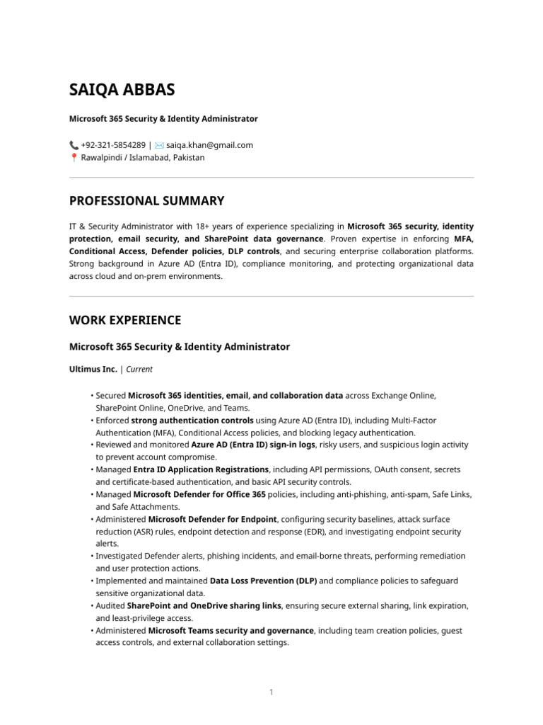 Saiqa Abbas Resume | PDF | Security | Computer Security