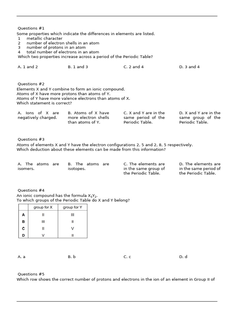 Grand Test Chapter 8 Chemistry | PDF | Periodic Table | Atoms