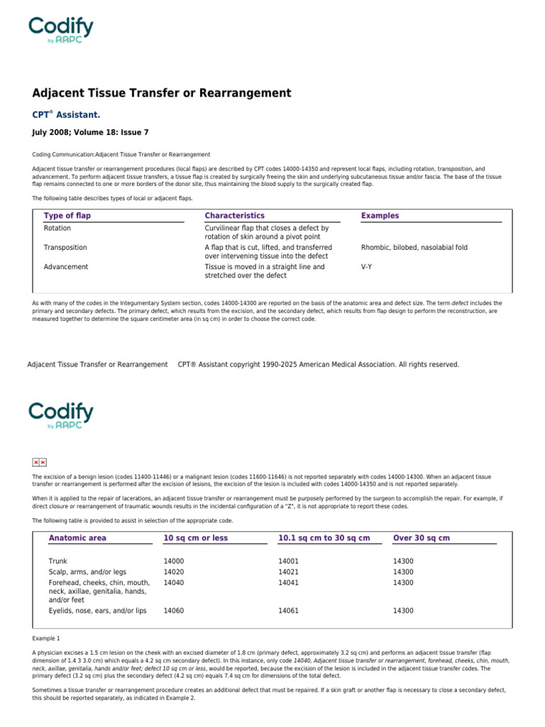 Adjacent Tissue Transfer or Rearrangement | PDF | Medical Specialties ...
