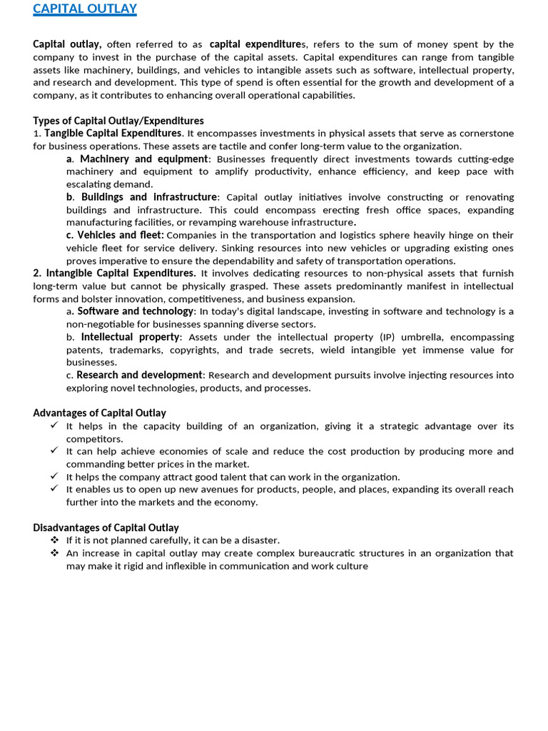 Capital Outlay | PDF | Capital (Economics) | Intellectual Property