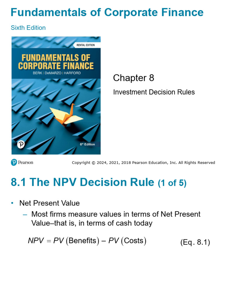 CH 08 PPT - Revised | PDF | Net Present Value | Internal Rate Of Return