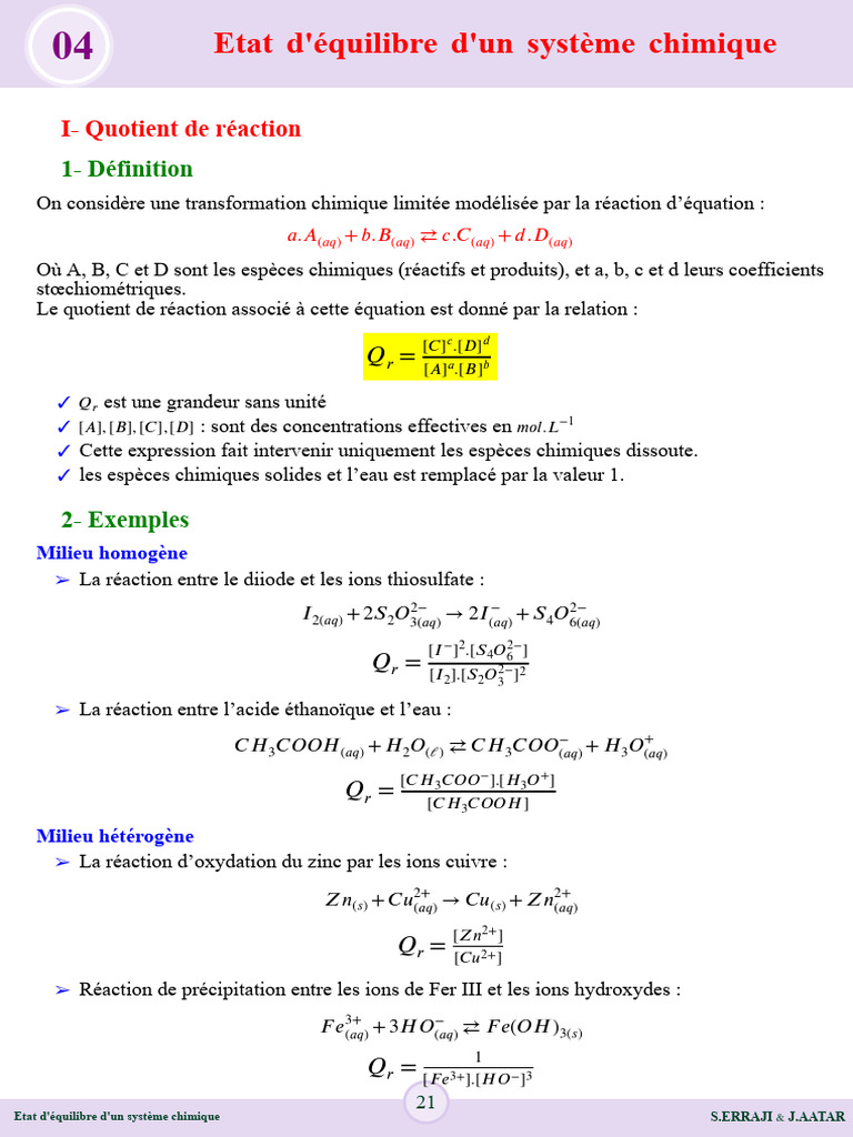 Etat D'equilibre D'un Systeme | PDF | Équilibre chimique | Conductivité ...