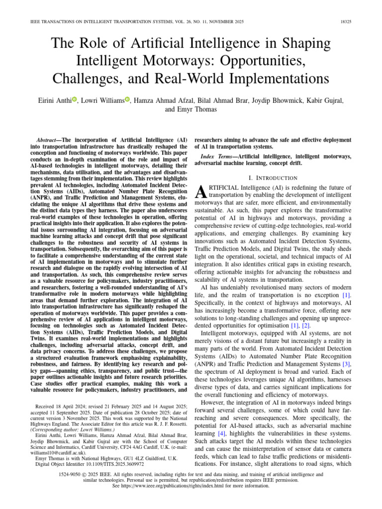 The Role of Artificial Intelligence in Shaping Intelligent Motorways ...
