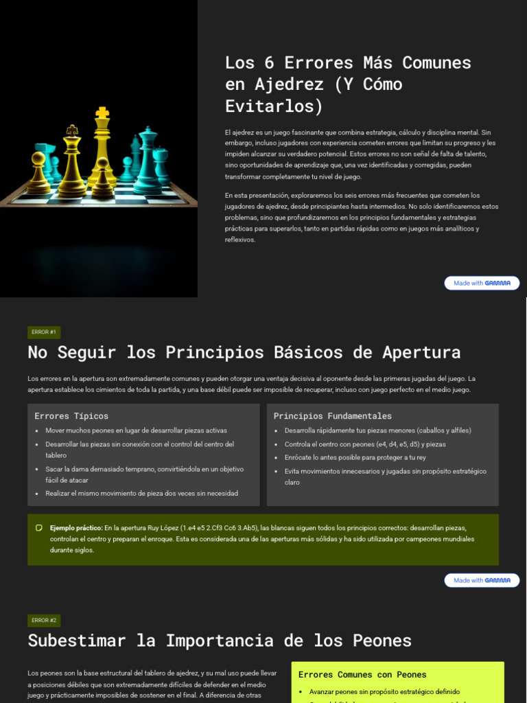 Los 6 Errores Mas Comunes en Ajedrez Y Como Evitarlos | PDF | Aperturas ...