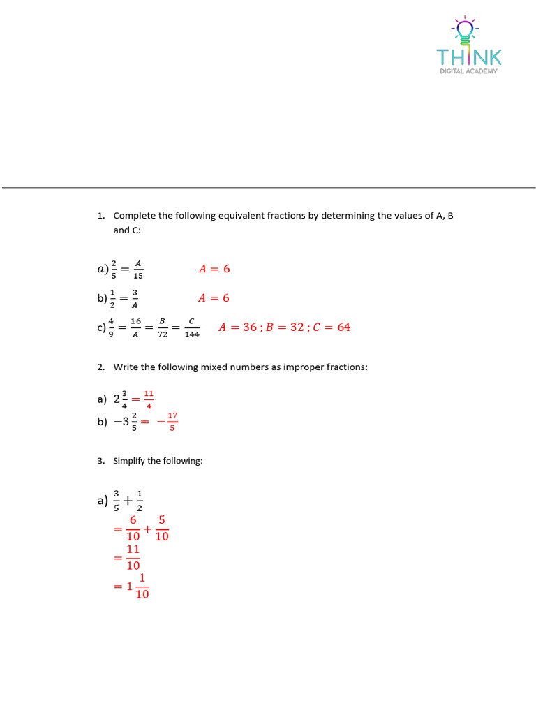 Calculation With Fraction Memo | PDF | Mathematics | Arithmetic