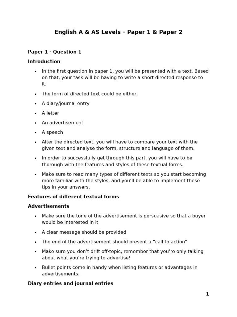 English A As Levels - Paper 1 Paper 2 | PDF | Narration | Plot (Narrative)