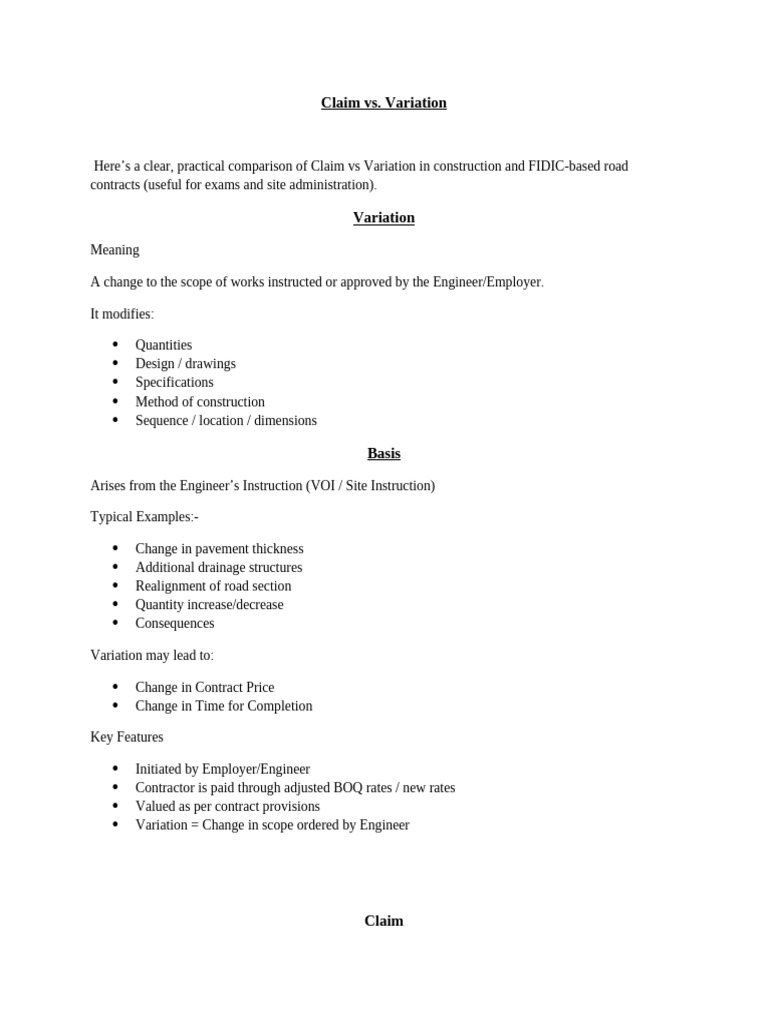 Claim Vs Variation | PDF | Employment | Economies