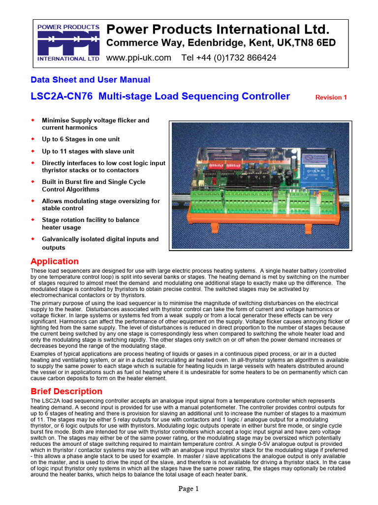 LSC2A CN76 Multi Stage Load Sequencing Controller | PDF | Relay | Power ...